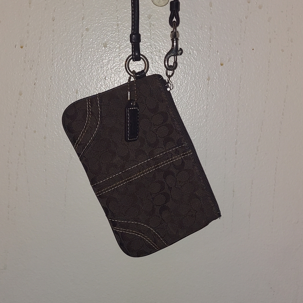 Coach Chocolate Brown Monogram Wristlet